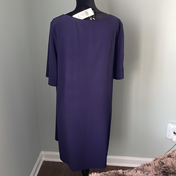 EILEEN FISHER Tunic Bateau neck purple Large with side and sleeve slits NWT - Picture 6 of 12